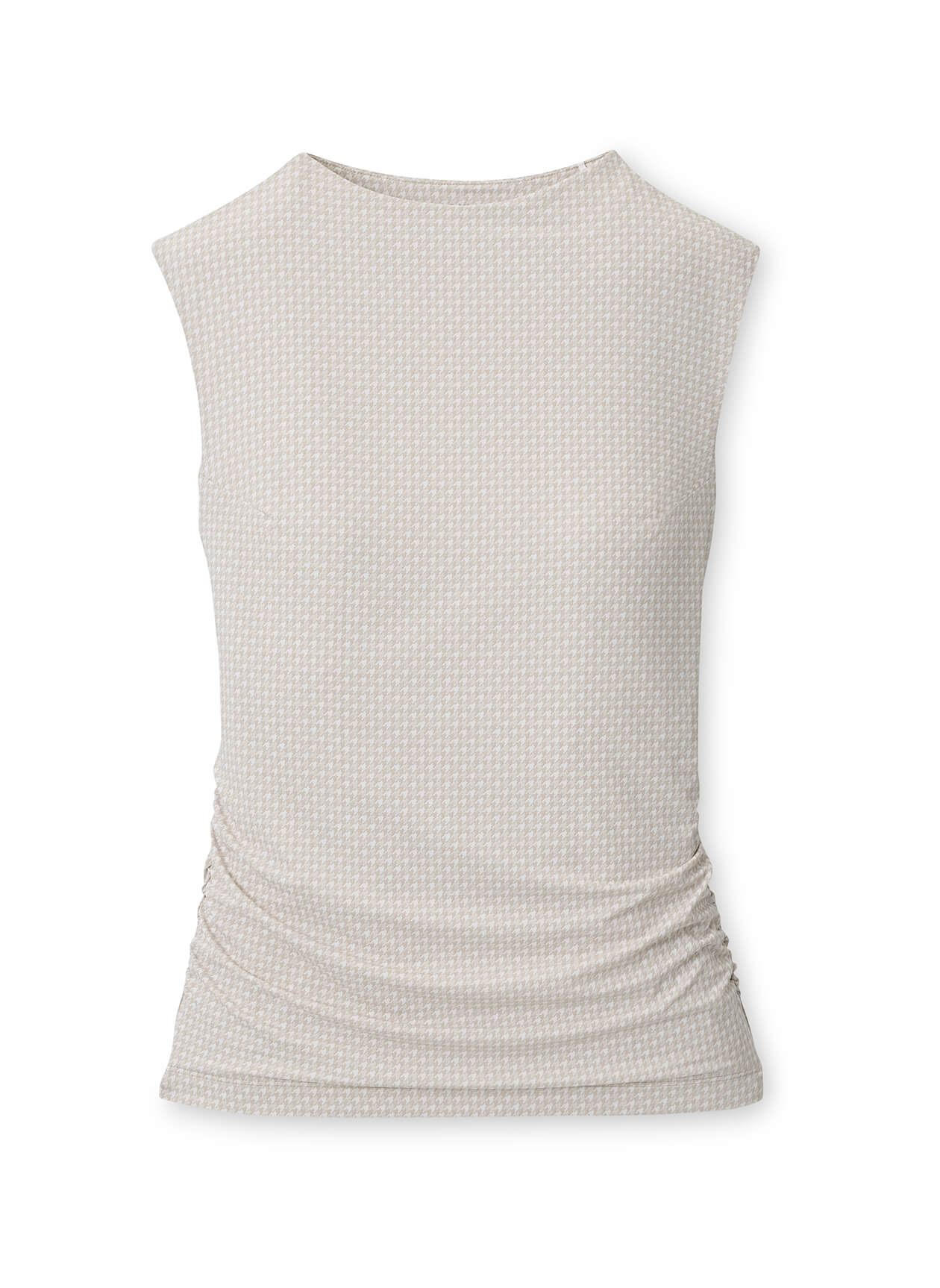 Peter Millar Women's Rachel Houndstooth Print Ruched Sleeveless Top - Light Elm - XS