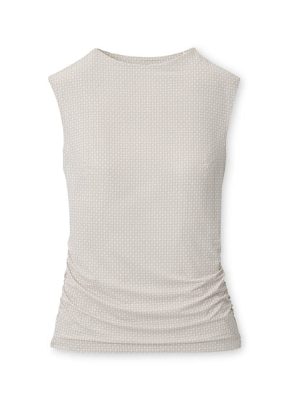 Peter Millar Women's Rachel Houndstooth Print Ruched Sleeveless Top - Light Elm - XS