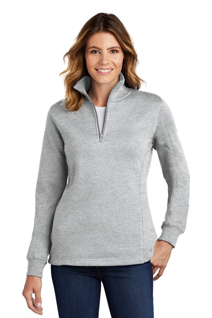 Front View of Athletic Hthr Sport-Tek Women's 1/4-Zip Sweatshirt. LST253  - 3XL