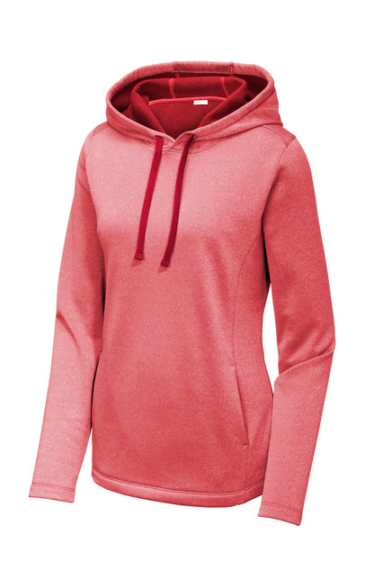 Sport-Tek Women's PosiCharge Sport-Wick Heather Fleece Hooded Pullover. LST264
