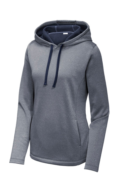 Sport-Tek Women's PosiCharge Sport-Wick Heather Fleece Hooded Pullover. LST264