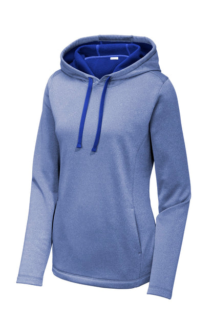 Sport-Tek Women's PosiCharge Sport-Wick Heather Fleece Hooded Pullover. LST264