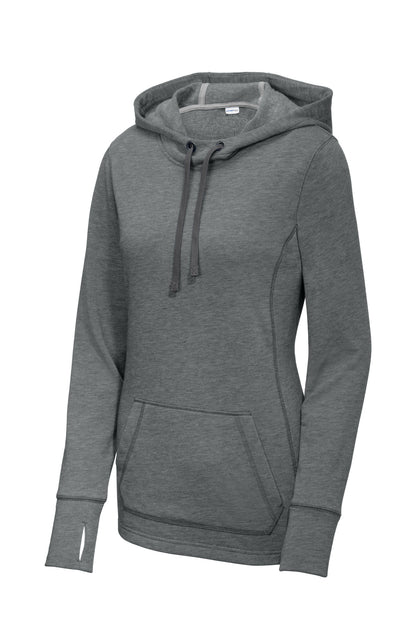 Sport-Tek Women's PosiCharge Tri-Blend Wicking Fleece Hooded Pullover. LST296