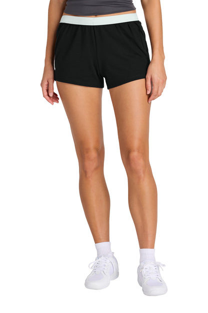 Front View of Black Sport-Tek Women's Jersey Knit Squad Short LST311  - XXL
