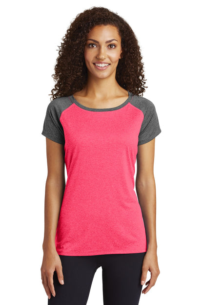 Sport-Tek Women's Heather-On-Heather Contender Scoop Neck Tee. LST362
