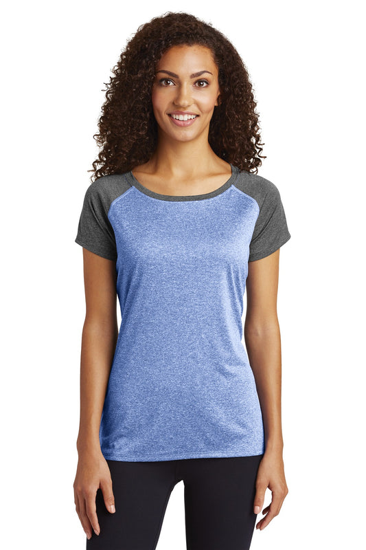 Sport-Tek Women's Heather-On-Heather Contender Scoop Neck Tee. LST362