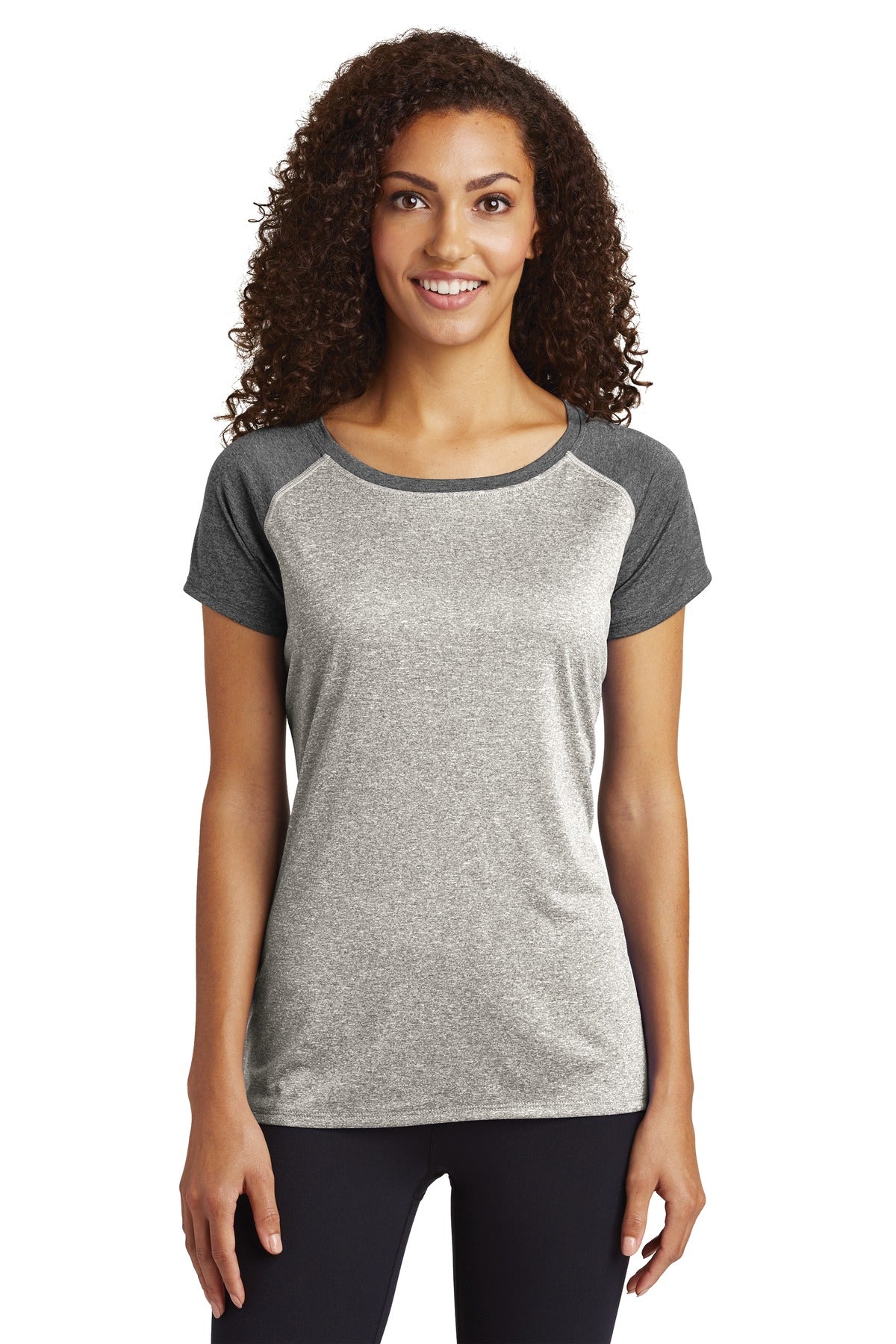 Sport-Tek Women's Heather-On-Heather Contender Scoop Neck Tee. LST362