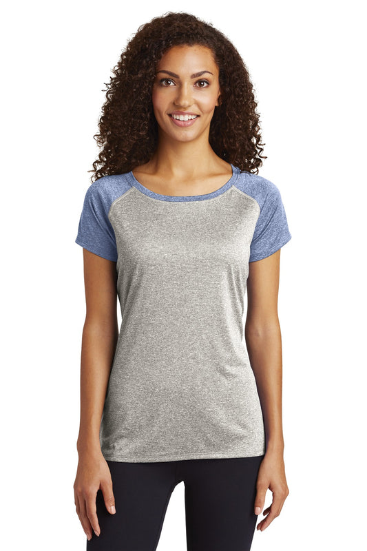 Sport-Tek Women's Heather-On-Heather Contender Scoop Neck Tee. LST362