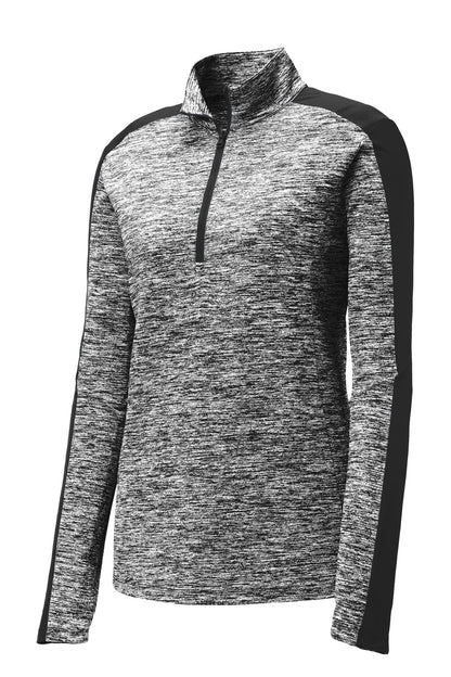 Sport-Tek Women's PosiCharge Electric Heather Colorblock 1/4-Zip Pullover. LST397