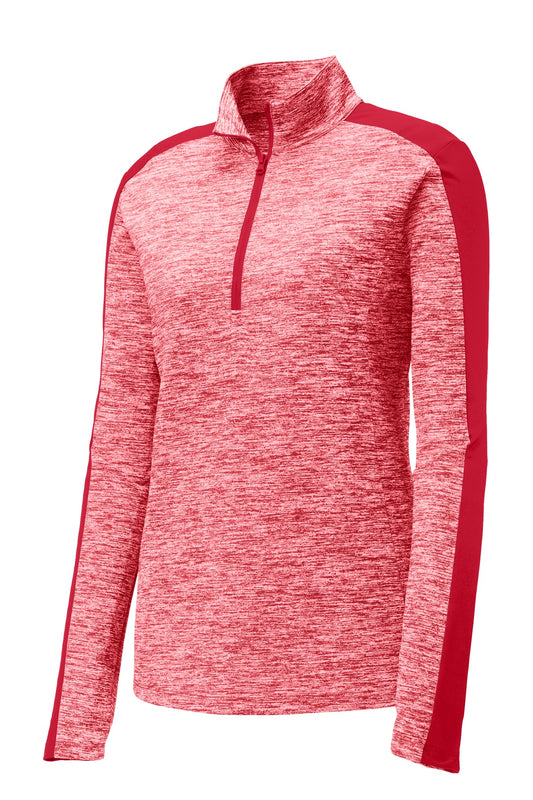 Sport-Tek Women's PosiCharge Electric Heather Colorblock 1/4-Zip Pullover. LST397
