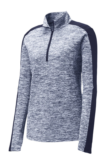 Sport-Tek Women's PosiCharge Electric Heather Colorblock 1/4-Zip Pullover. LST397
