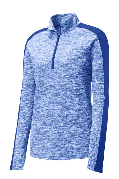 Sport-Tek Women's PosiCharge Electric Heather Colorblock 1/4-Zip Pullover. LST397