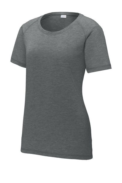 Sport-Tek Women's PosiCharge Tri-Blend Wicking Scoop Neck Raglan Tee. LST400
