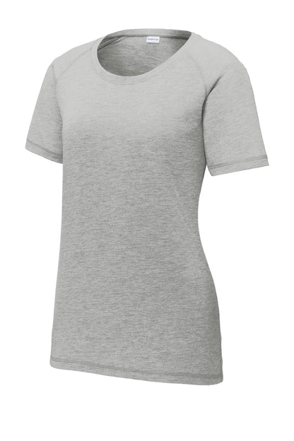 Sport-Tek Women's PosiCharge Tri-Blend Wicking Scoop Neck Raglan Tee. LST400