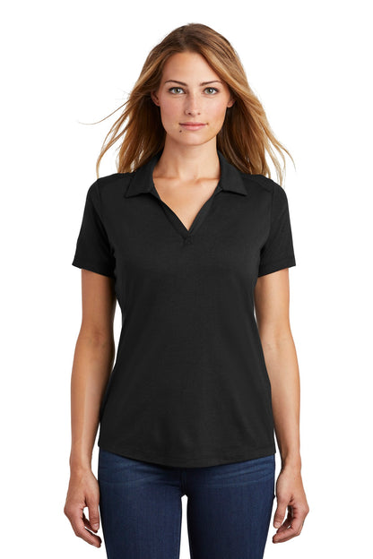Front View of Black Triad So Sport-Tek Women's PosiCharge Tri-Blend Wicking Polo. LST405  - XS