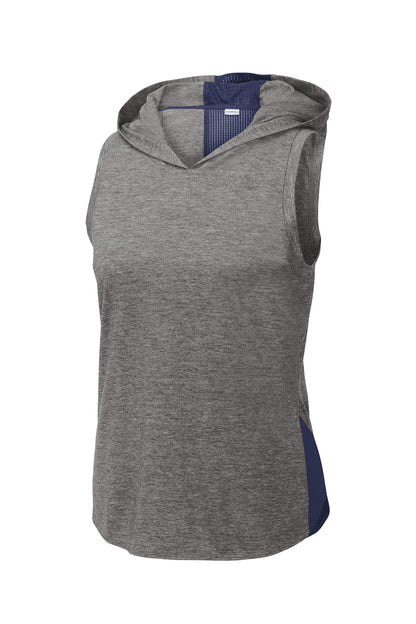 Sport-Tek Women's PosiCharge Tri-Blend Wicking Draft Hoodie Tank. LST410
