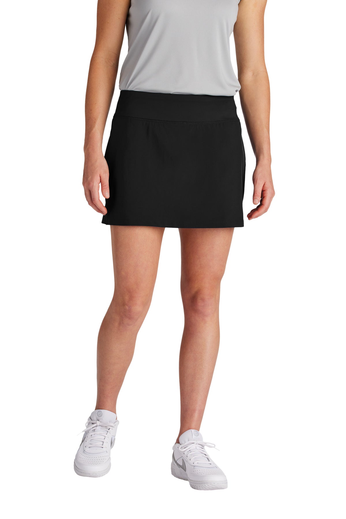 Front View of Black Sport-Tek Women's Repeat Skort LST486  - XL