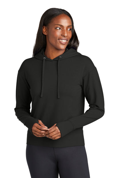 Front View of Black Sport-Tek Women's Sport-Wick Flex Fleece Pullover Hoodie LST562  - 3XL