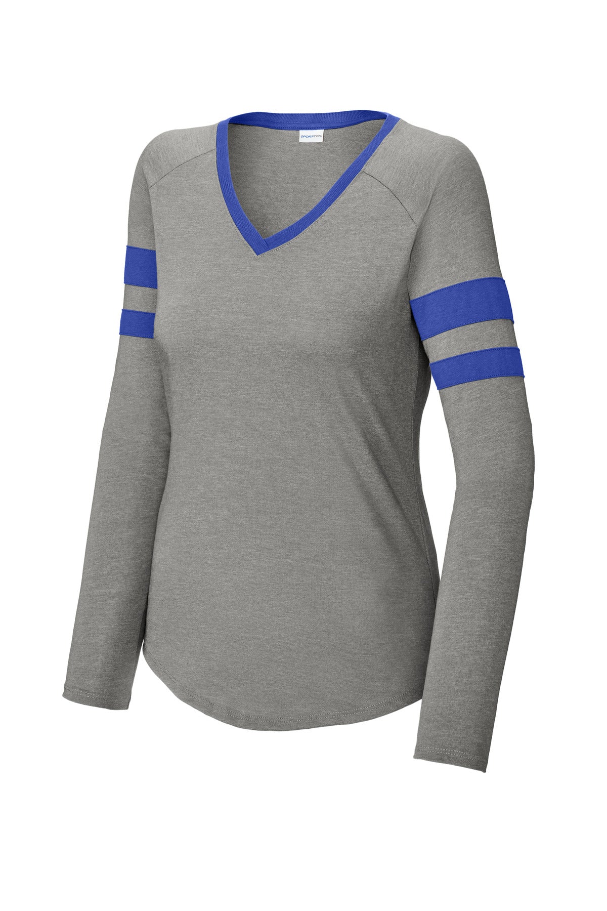 Sport-Tek Women's Halftime Stripe Long Sleeve V-Neck Tee LST6043