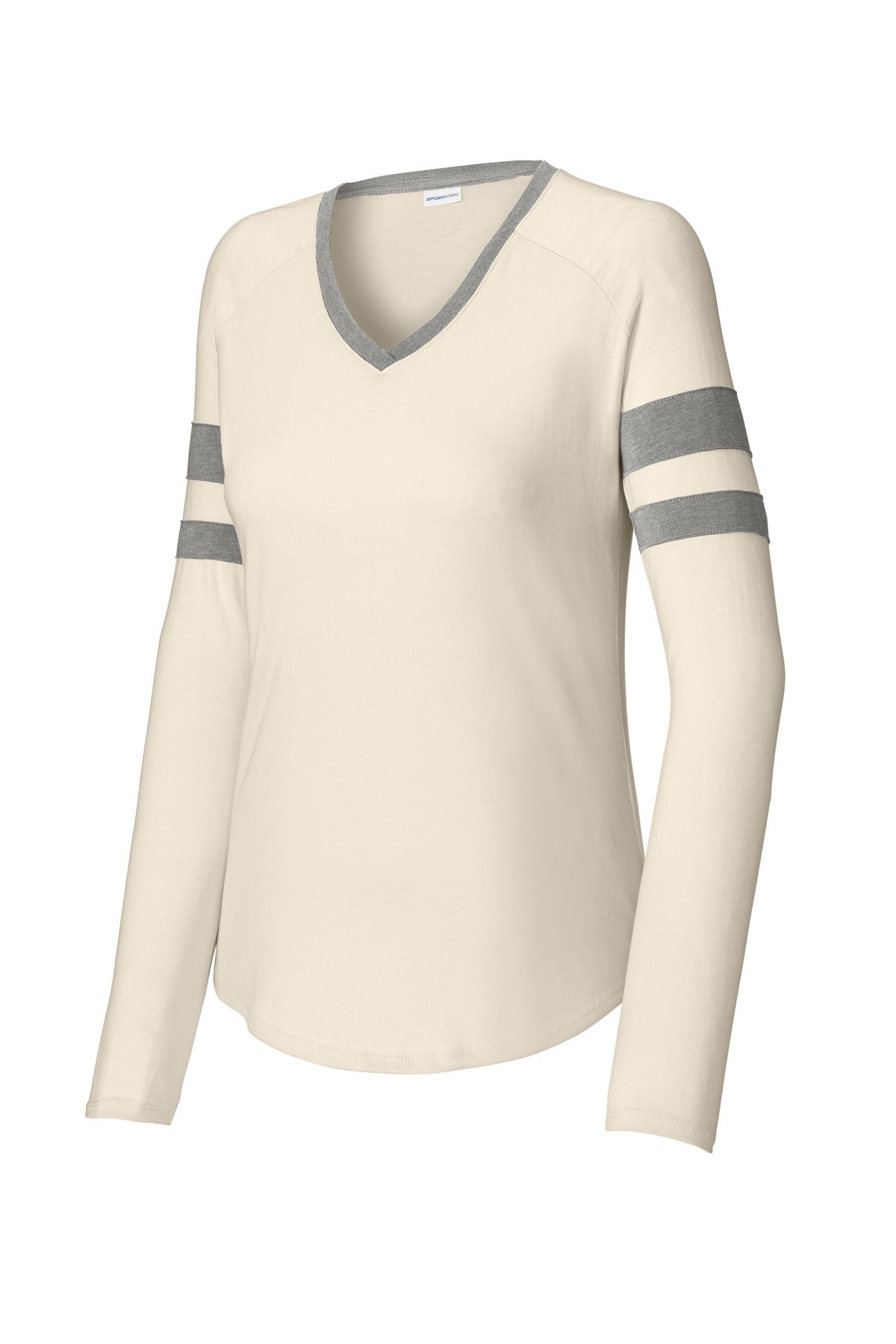 Sport-Tek Women's Halftime Stripe Long Sleeve V-Neck Tee LST6043