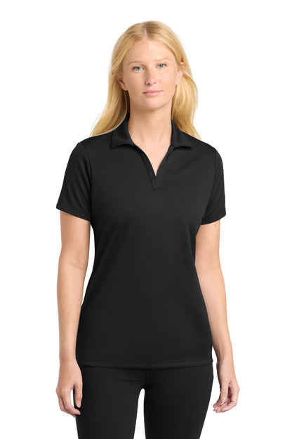 Front View of Black Sport-Tek Women's PosiCharge RacerMesh Polo. LST640  - XS