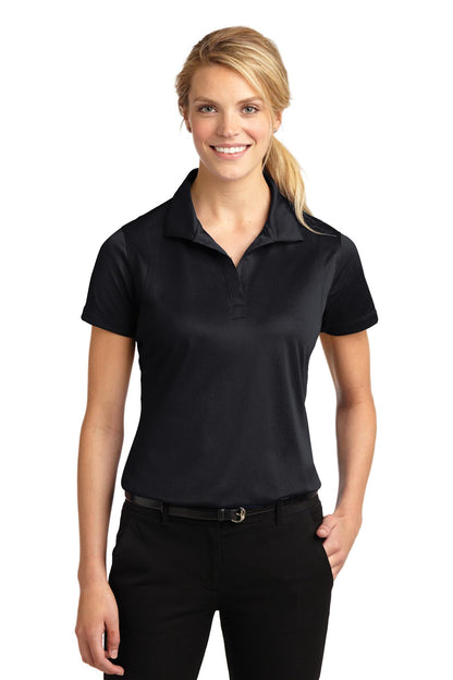 Front View of Black Sport-Tek Women's Micropique Sport-Wick Polo. LST650  - XXL
