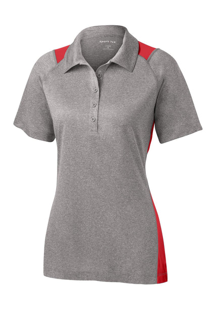 Sport-Tek Women's Heather Colorblock Contender Polo. LST665