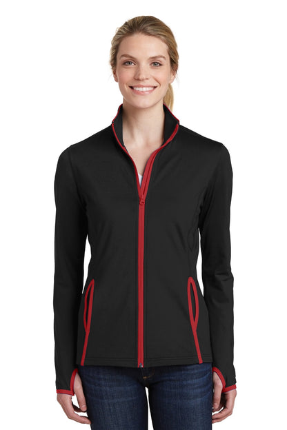 Sport-Tek Women's Sport-Wick Stretch Contrast Full-Zip Jacket. LST853