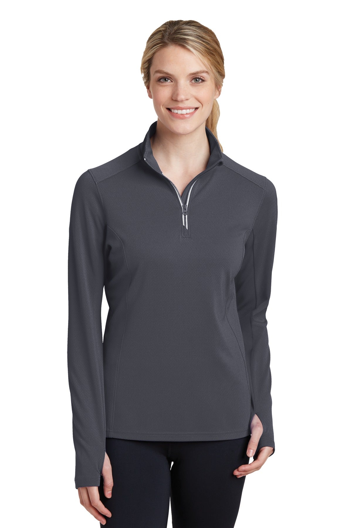 Sport-Tek Women's Sport-Wick Textured 1/4-Zip Pullover. LST860