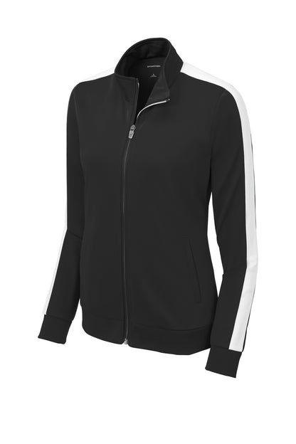 Sport-Tek Ladies Tricot Sleeve Stripe Track Jacket. LST94