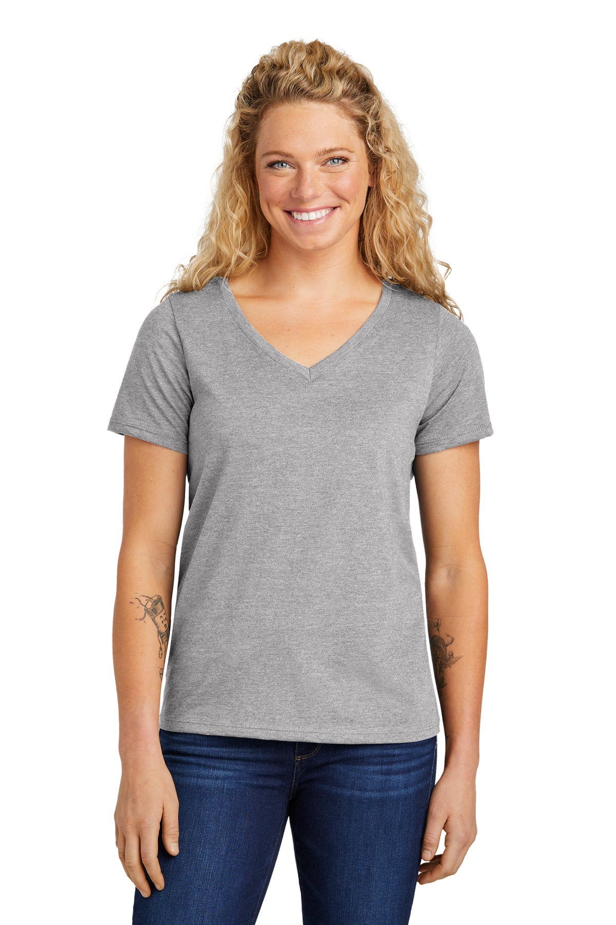 Front View of AthlHthr Volunteer Knitwear Women's Daily V-Neck Tee LVL45V  - XS