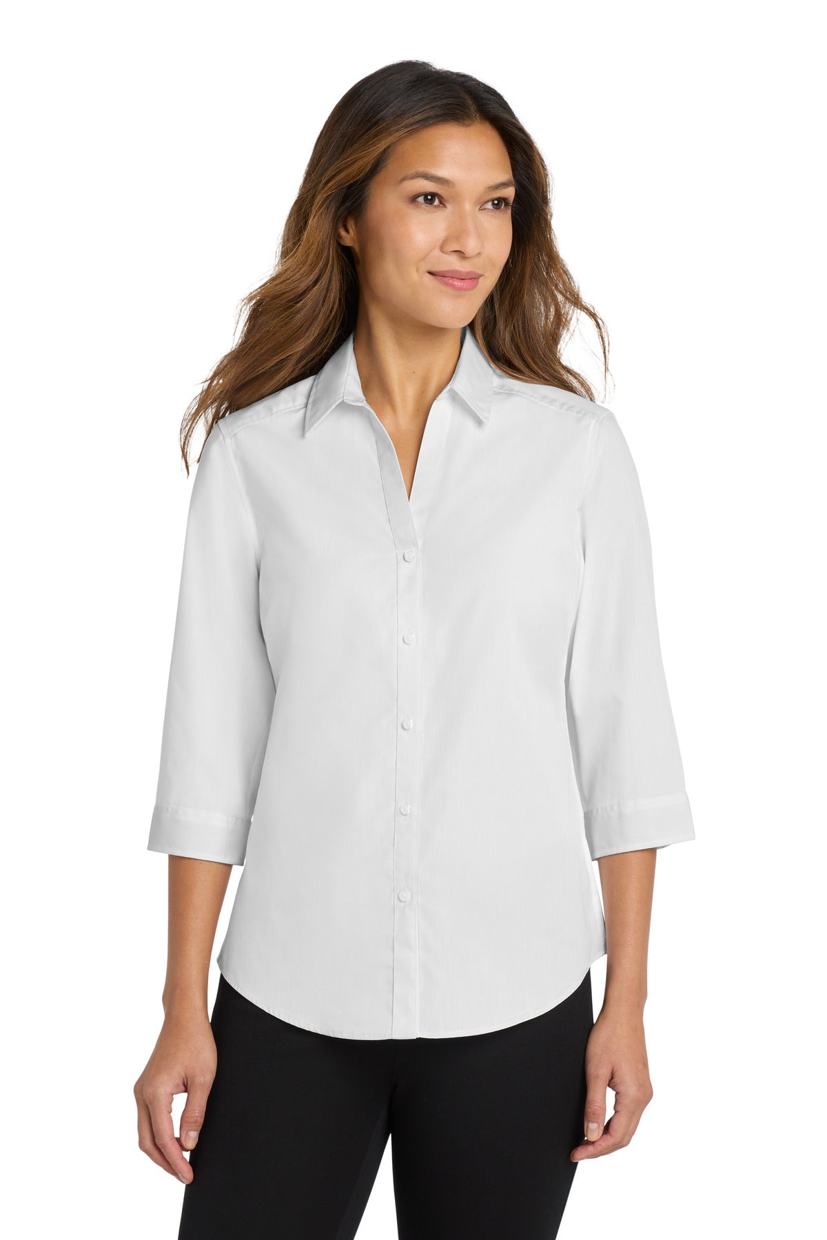Port Authority Women's 3/4-Sleeve Carefree Poplin Shirt. LW102