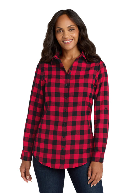SanMar LW668_redblackbuffalocheck_model_front.jpg