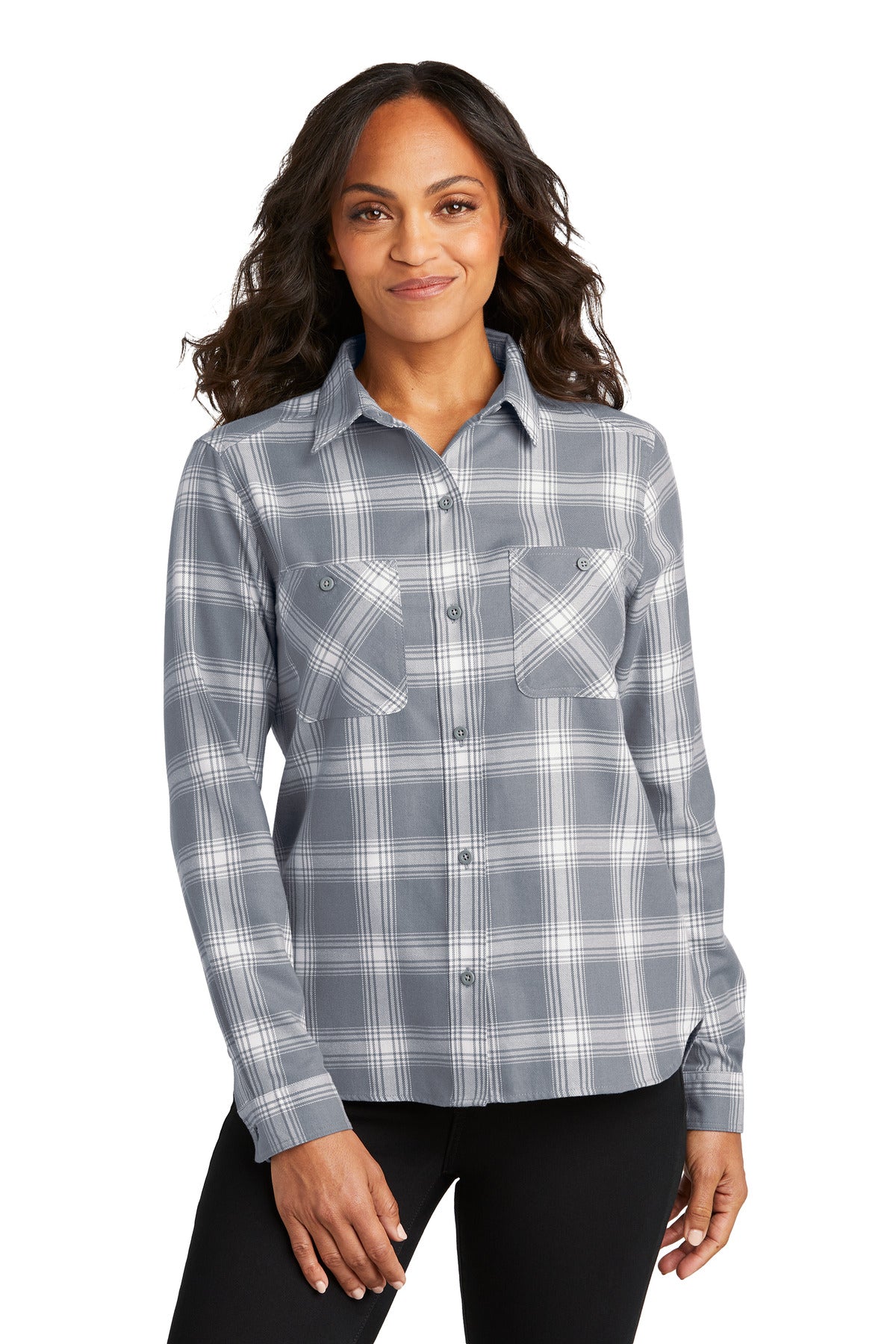 SanMar LW669_grey_creamopenplaid_model_front.jpg