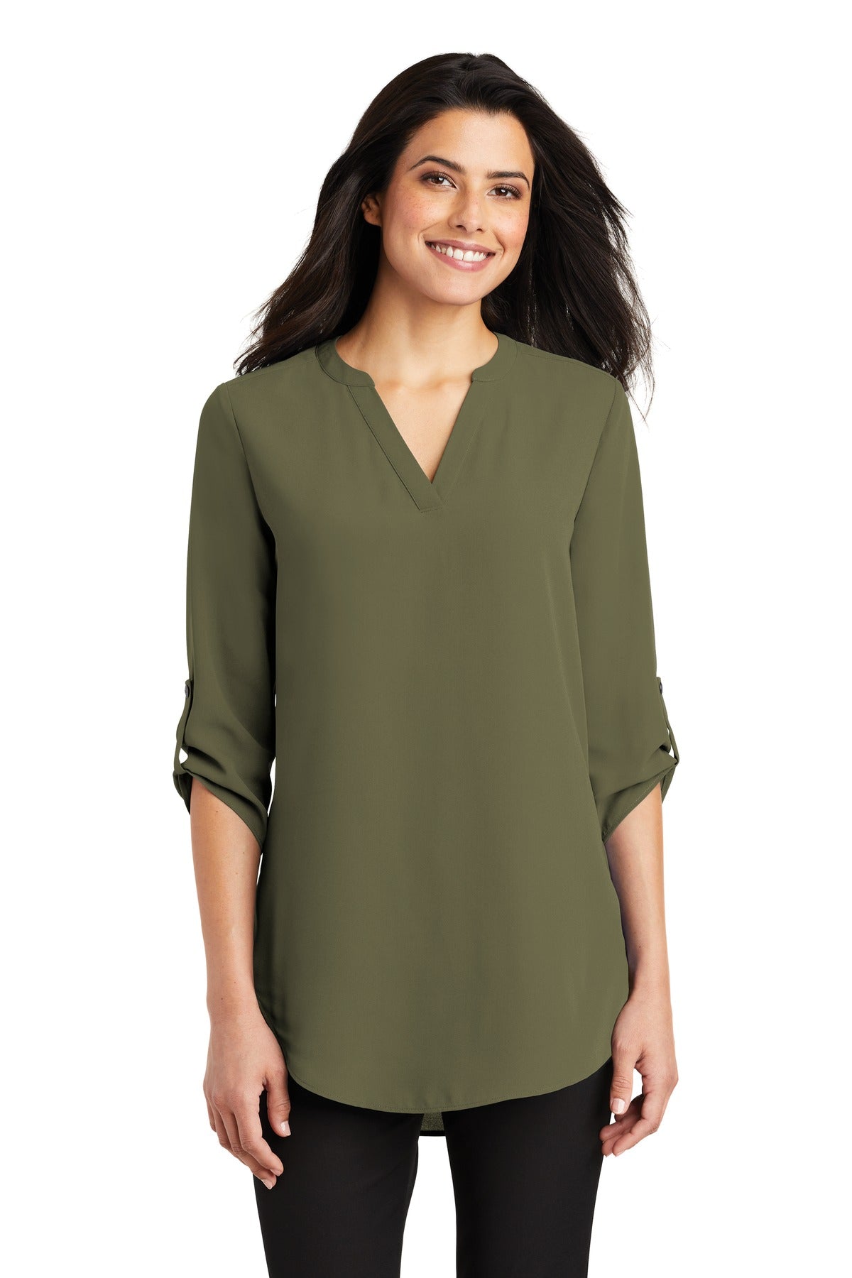 SanMar LW701_deepolive_model_front_112019.jpg