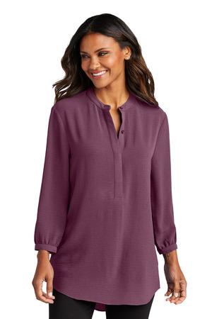 AegeanBlue Port Authority Women's 3/4-Sleeve Textured Crepe Tunic LW713  - 3XL