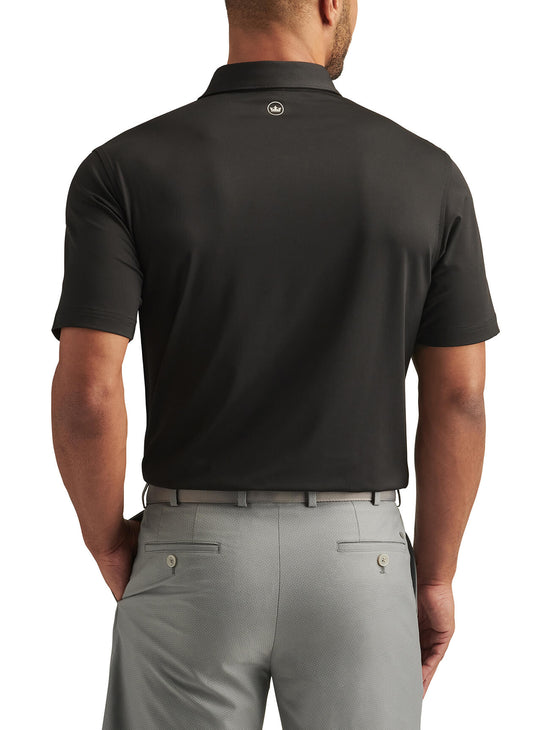 Peter Millar Men's Solid Performance Polo - Self Collar - Black - LG