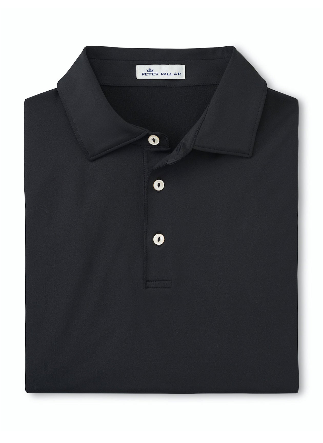 Peter Millar Men's Solid Performance Polo - Self Collar - Black - SM