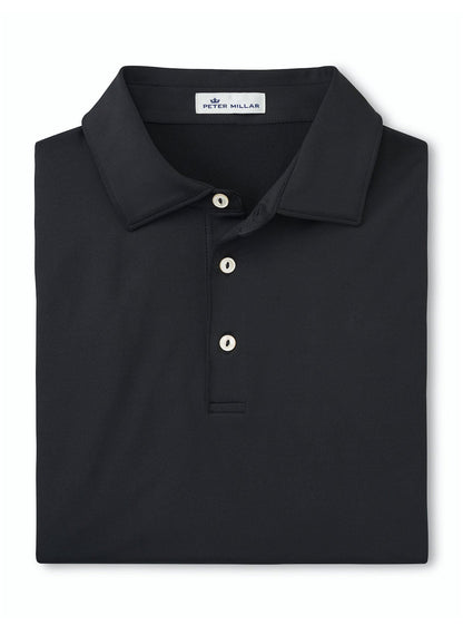 Peter Millar Men's Solid Performance Polo - Self Collar - Black - SM