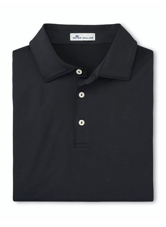 Peter Millar Men's Solid Performance Polo - Self Collar - Black - SM