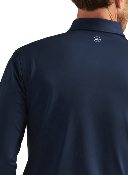 Peter Millar Men's Solid Performance Long-Sleeve Jersey Polo - Navy - LG