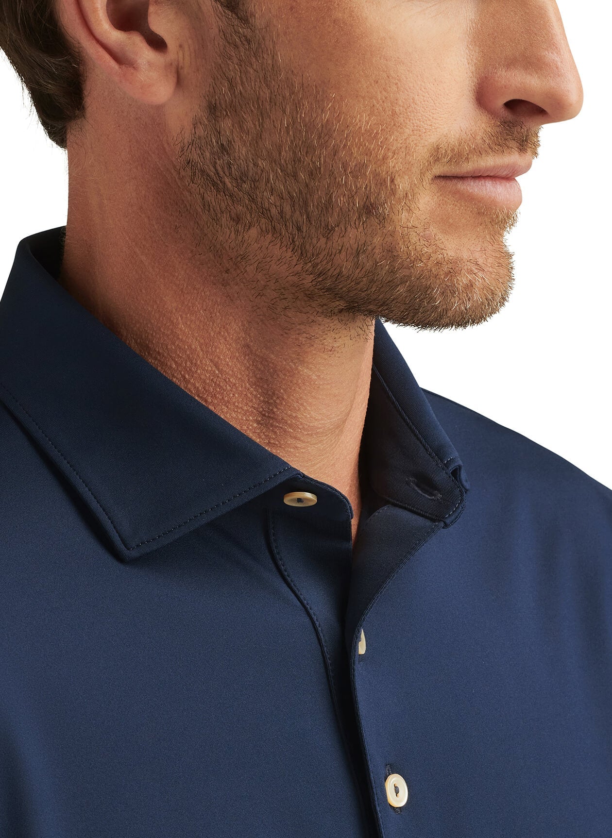 Peter Millar Men's Solid Performance Long-Sleeve Jersey Polo - Navy - XL
