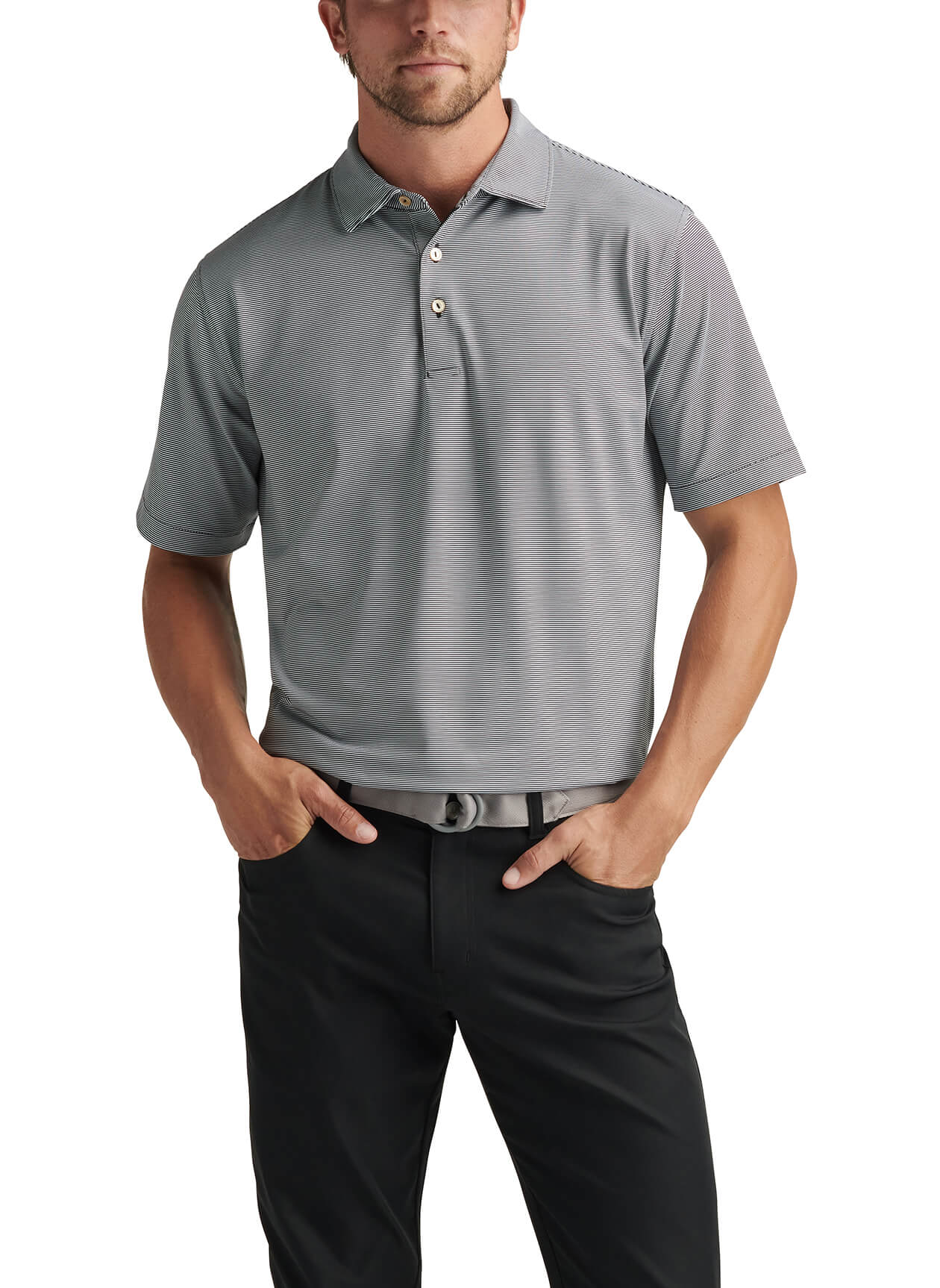 Peter Millar Men's Jubilee Striped Polo - Black - MD