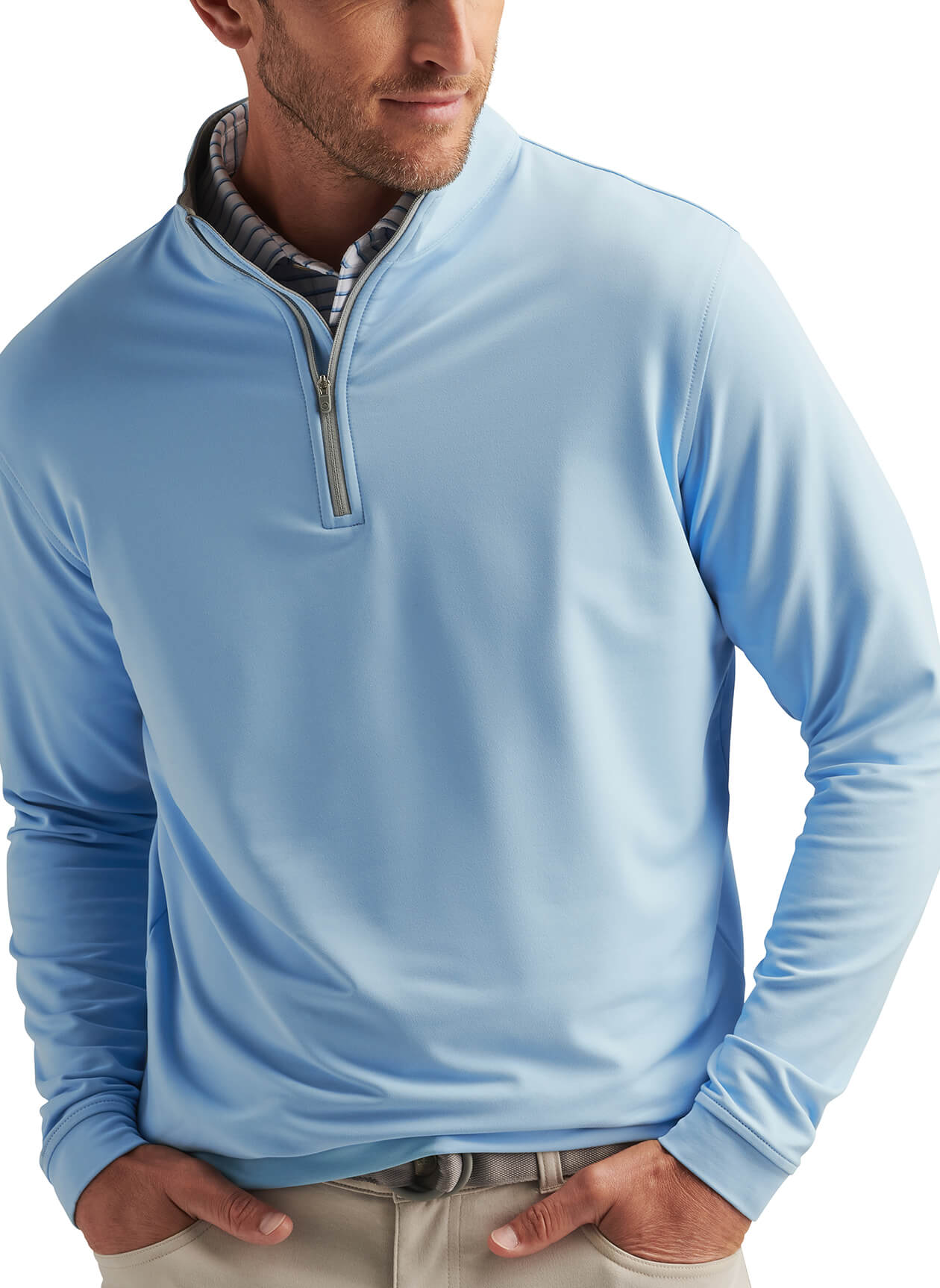 Peter Millar Men's Perth Performance Quarter-Zip - Cottage Blue - MD