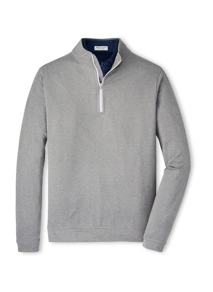 Peter Millar Men's Perth Performance Melange Quarter-Zip - Gale Grey - SM