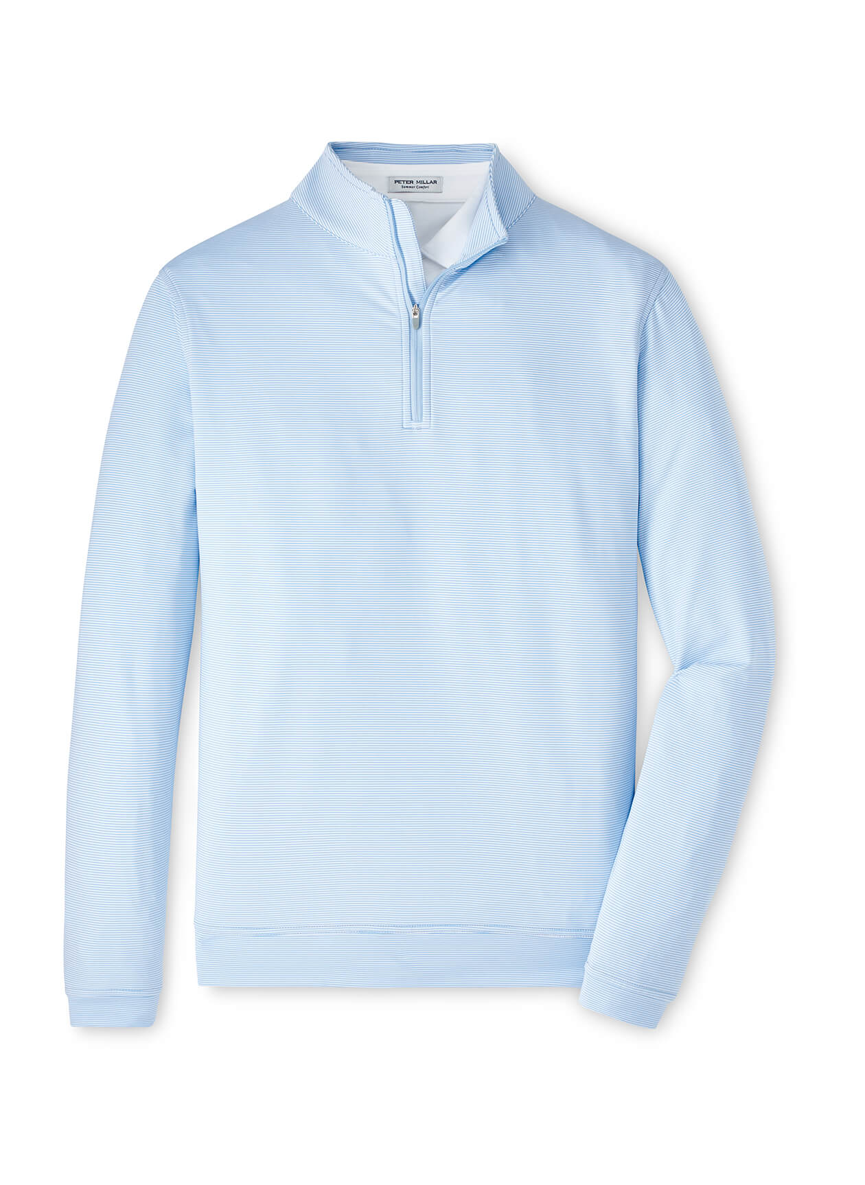 Peter Millar Men's Perth Sugar Stripe Quarter-Zip - Cottage Blue / White - SM