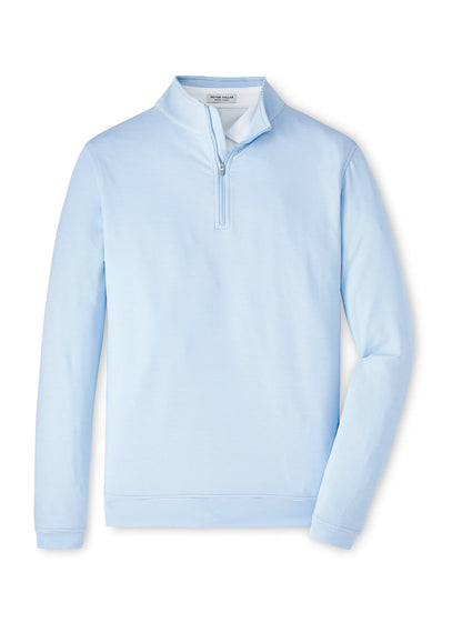 Peter Millar Men's Perth Sugar Stripe Quarter-Zip - Cottage Blue / White - SM