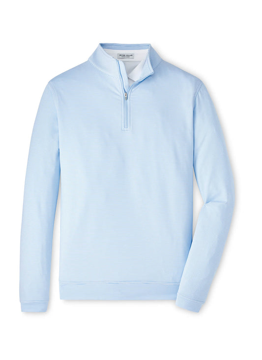 Peter Millar Men's Perth Sugar Stripe Quarter-Zip - Cottage Blue / White - SM