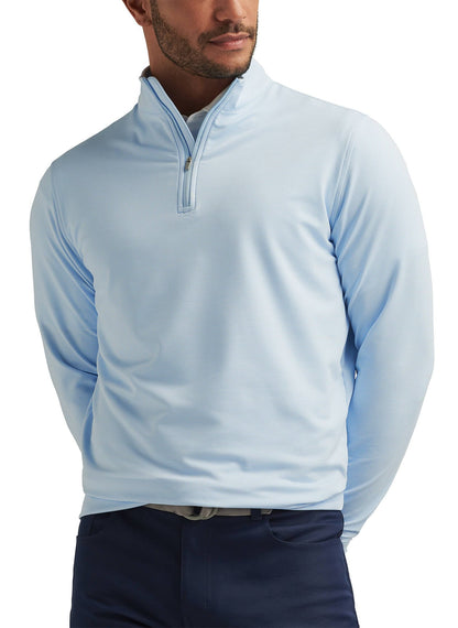 Peter Millar Men's Perth Sugar Stripe Quarter-Zip - Cottage Blue / White - MD