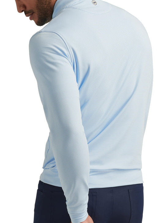 Peter Millar Men's Perth Sugar Stripe Quarter-Zip - Cottage Blue / White - LG